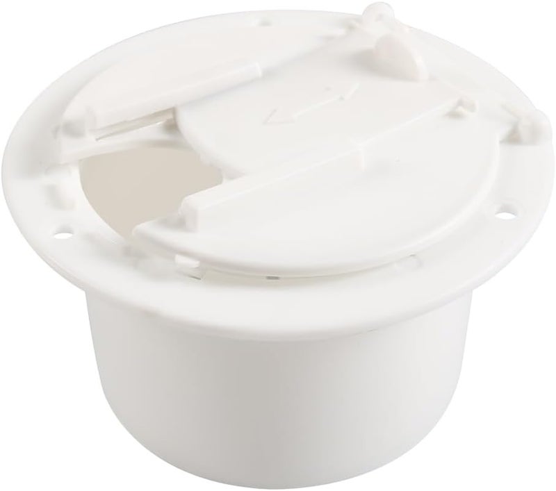 Edinstry RV Electrical Cable Hatch, Deluxe Round Power Cord Hatch Cover for RV Camper Trailer, Fits 50 Amp Cables, 3-1/4" Inner Diameter, 4-1/2" Outer Diameter, White Plastic - Image 3